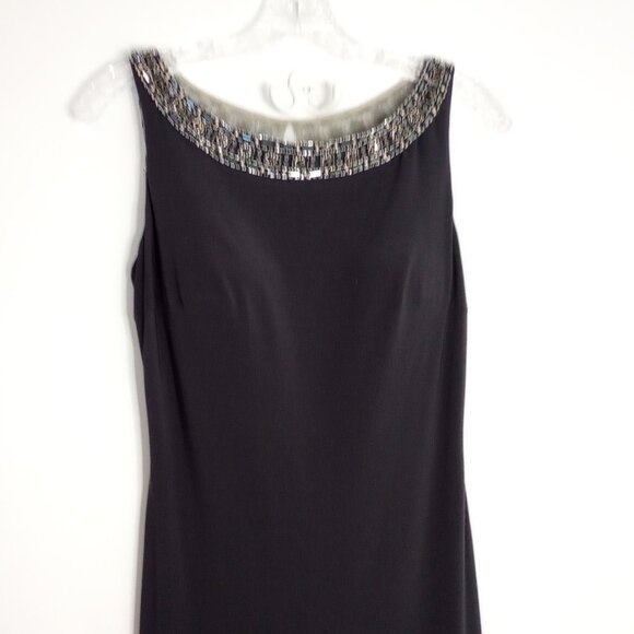 Ellie Wilde Mon Cheri Navy Beaded Accent Long Gown - Picture 2 of 14